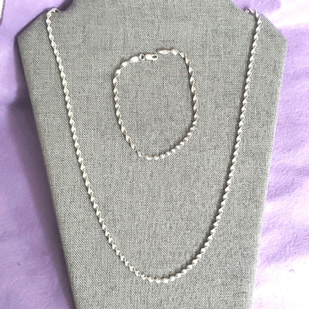 Sterling Silver Necklace and Bracelet Set